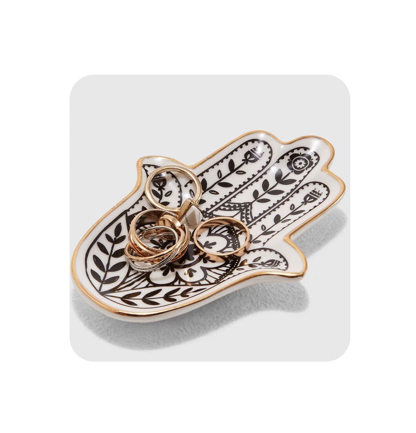 MADE BY LUCKY Jewelry Trinket Ring Dish Ceramic Hamsa Evil Eye Hand of Fatima Holder Key Ashtary Trinket Plate Bowl Small Boho Home Decorative Cute Decor Jewelry Tray Dish Gift Mom Brithday