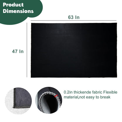 Qintan Drum Rug, Drum Mat with Non-Slip Grip Bottom(4x5.3Ft), Drum Carpet for Noise Reduction, Drum Pad for Jazz Drum & Electric Drum Set, Ideal Gift for Drummers, Drum Accessories, 47x63in, Black