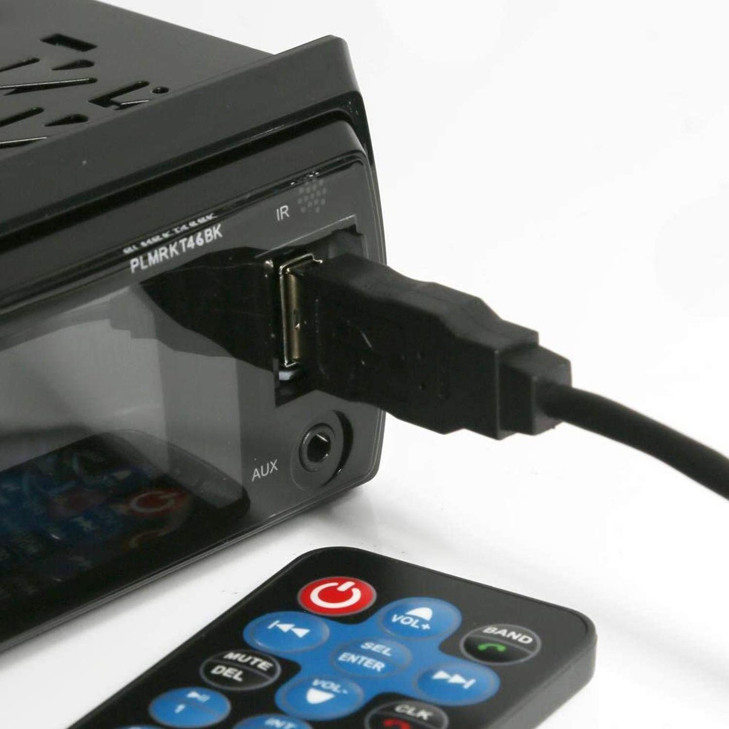 Pyle Marine Headunit Receiver Speaker Kit - In-Dash LCD Digital Stereo Built-in Bluetooth & Microphone w/ AM FM Radio System 5.25’’ Waterproof Speakers (2) MP3/SD Readers & Remote Control-PLMRKT46BK