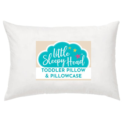 Little Sleepy Head Toddler Pillow with Pillowcase 13x18 - Kids Pillow for Sleeping - Toddler Pillow - Better Neck Support Ergonomic Pillow and Toddler Pillowcase - Best Pillows for Kids (White)