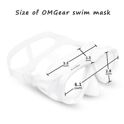 OMGear Swim Goggles with Nose Cover Diving Mask Snorkeling Gear Kids Adult Snorkel Mask for Scuba Free Diving Spearfishing Neoprene Strap Cover Impact Resistance (White)