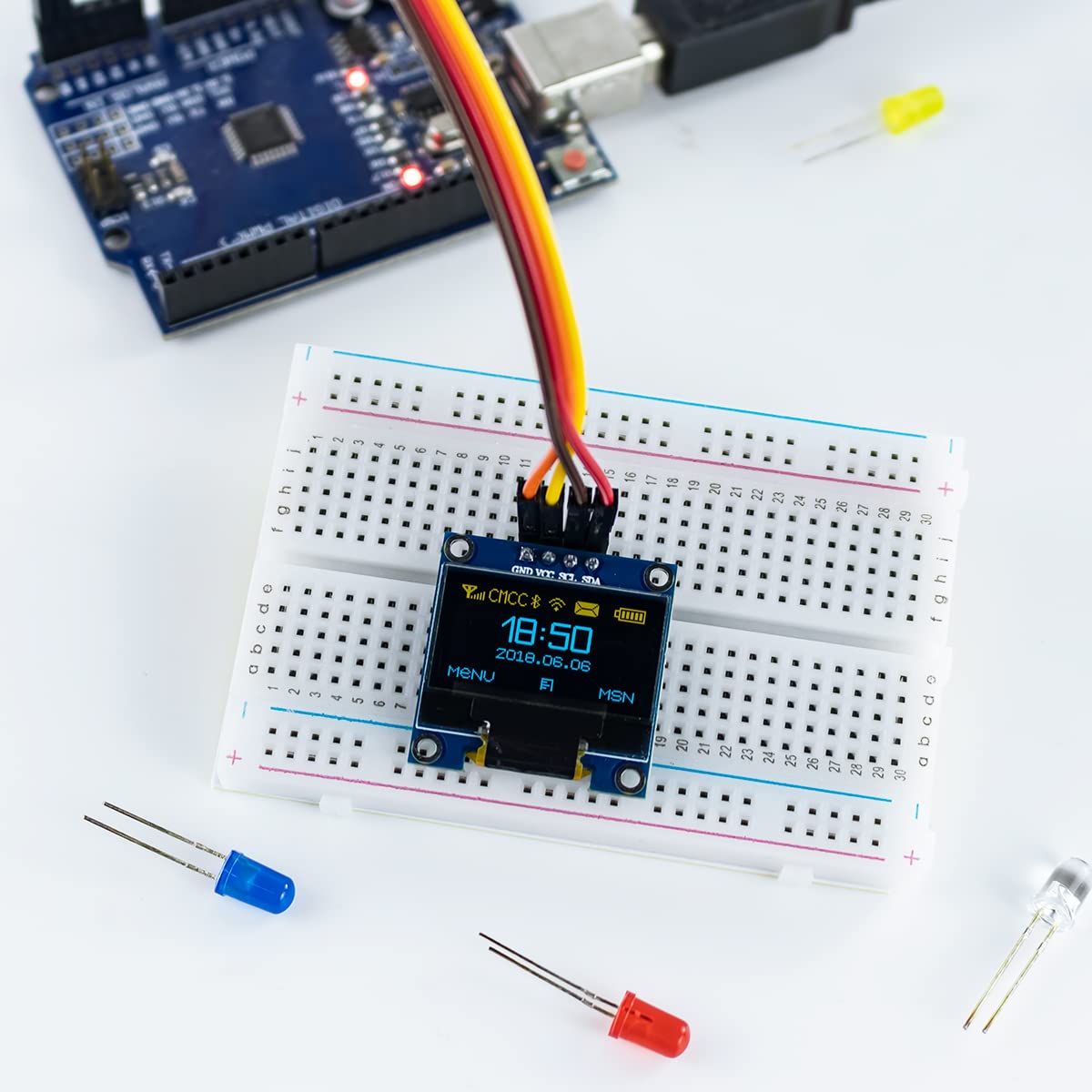 Hosyond 5 Pcs 0.96 Inch OLED I2C IIC Display Module 12864 128x64 Pixel SSD1306 Mini Self-Luminous OLED Screen Board Compatible with Arduino Raspberry Pi(Blue and Yellow)