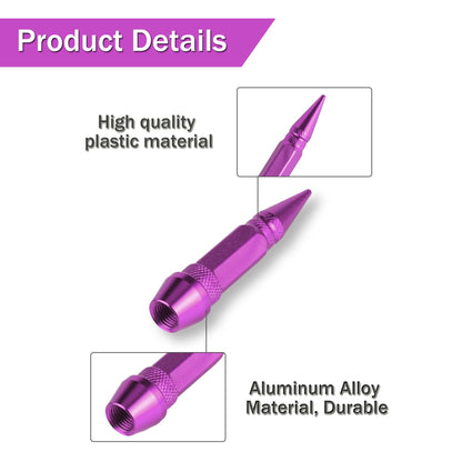 SINGARO 60mm Spiked Valve Caps, Aluminum Alloy Dustproof and Waterproof Tire Valve Stem Caps, Suitable for Cars, Trucks and Motorcycles (4PCS Purple)