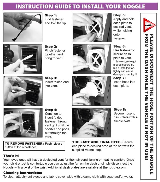 NOGGLE, 8ft - Kids Personal Air Conditioning System, Made in USA, Directs Cool Air to Children in The Backseat - Air Conditioning Vent Hose for Vehicles, Making The Back Seat Cool Again - Black