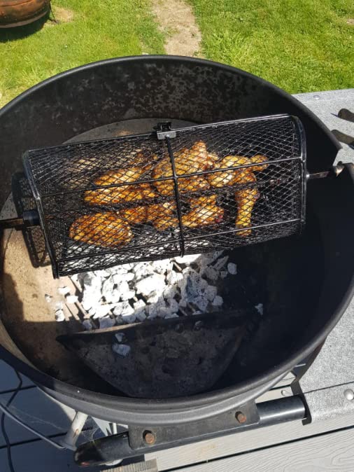 only fire Universal Rotisserie Basket Grill Accessory, Teflon Rotisserie Grill French Fries Basket Fits for Any Gas Grill or Other Ceramic Grills