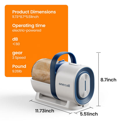 oneisall Dog Grooming Vacuum, Pet Grooming Vacuum with Clipper Nail Grinder, 1.5L Dust Cup Dog deshedding Vacuum Brush with 7 Pet Grooming Tools for Shedding Pet Hair, Home Cleaning