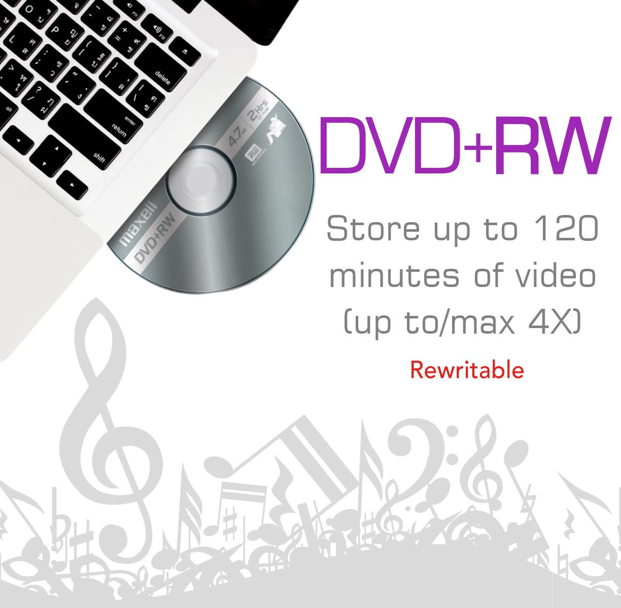 Maxell Dvd+rw Rewritable Disc, 4.7 Gb, 4x, Spindle, Silver, 15/pack