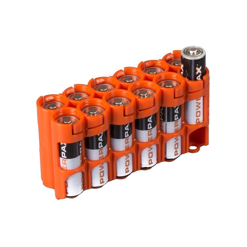 AA Battery Storage Caddy by Storacell, Orange, Holds 12 Batteries (Not included)