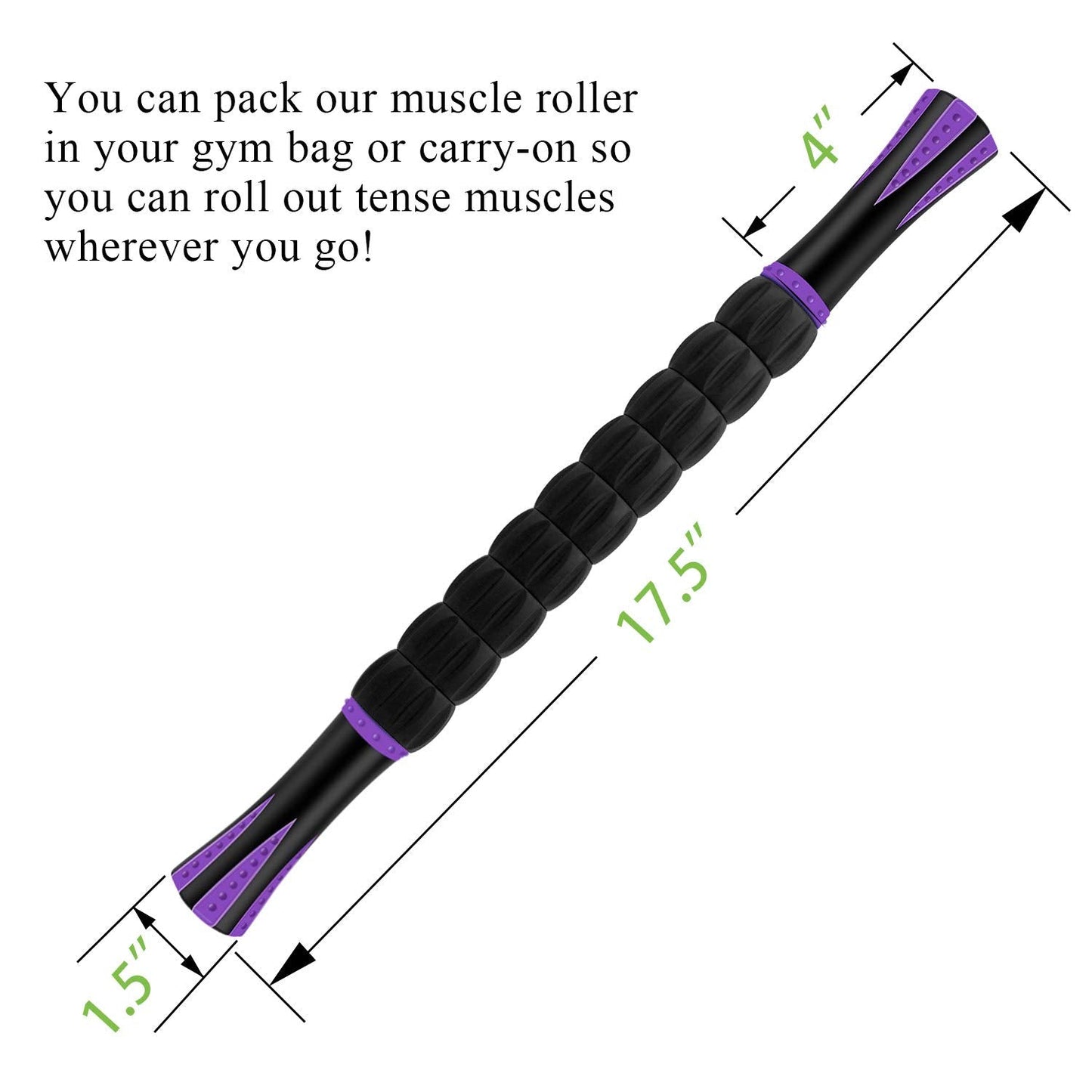MZDXJ Muscle Roller Massage Roller Stick for Athletes, Help Reducing Muscle Soreness Cramping Tightness Leg Arms Back Calves Muscle Massager（Purple Black- 18 inch）