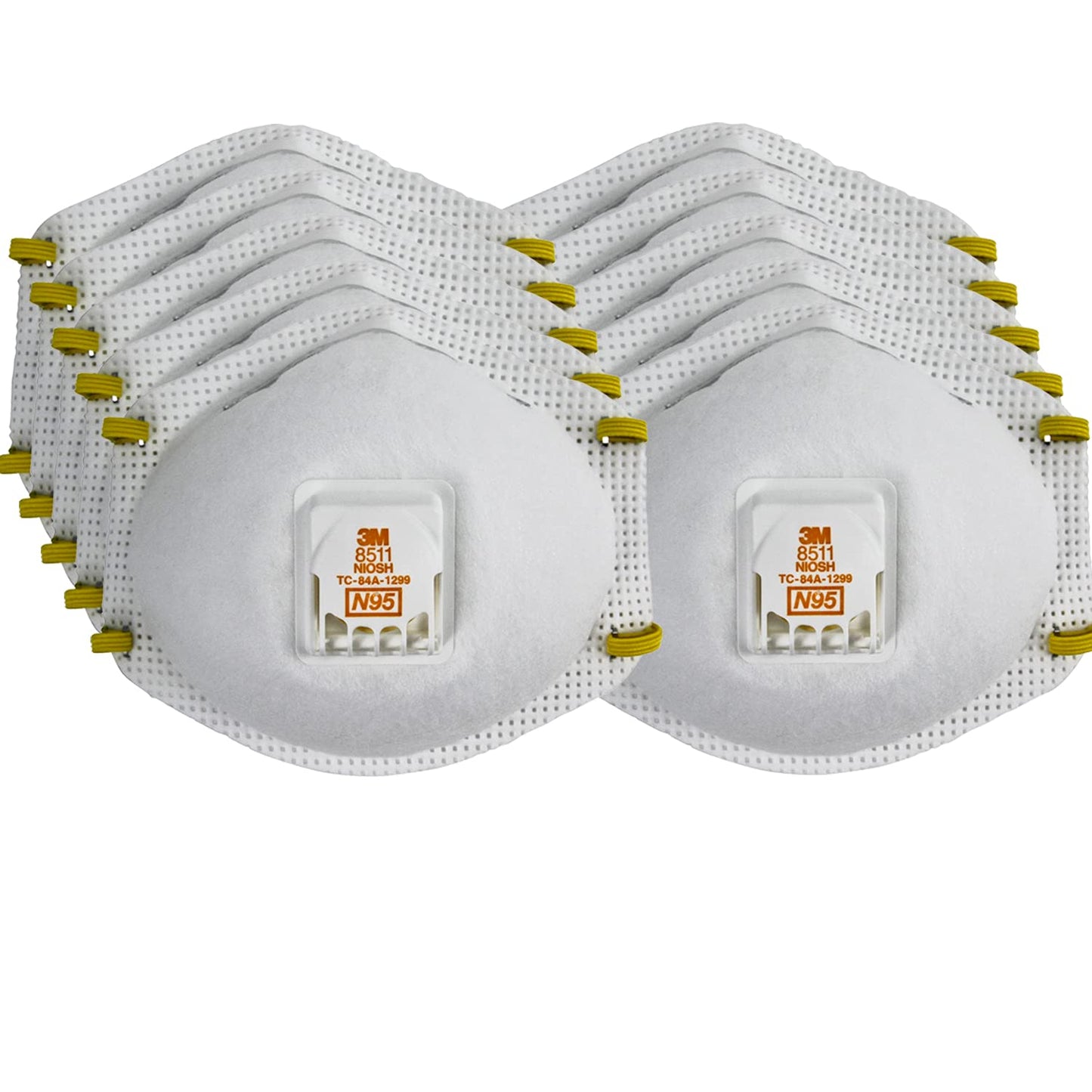 3M Particulate Respirator 8511, Pack of 10, N95, NIOSH APPROVED, Cool Flow Exhalation Valve, Disposable, Braided Comfort Strap, M Noseclip, Personal Protective Equipment