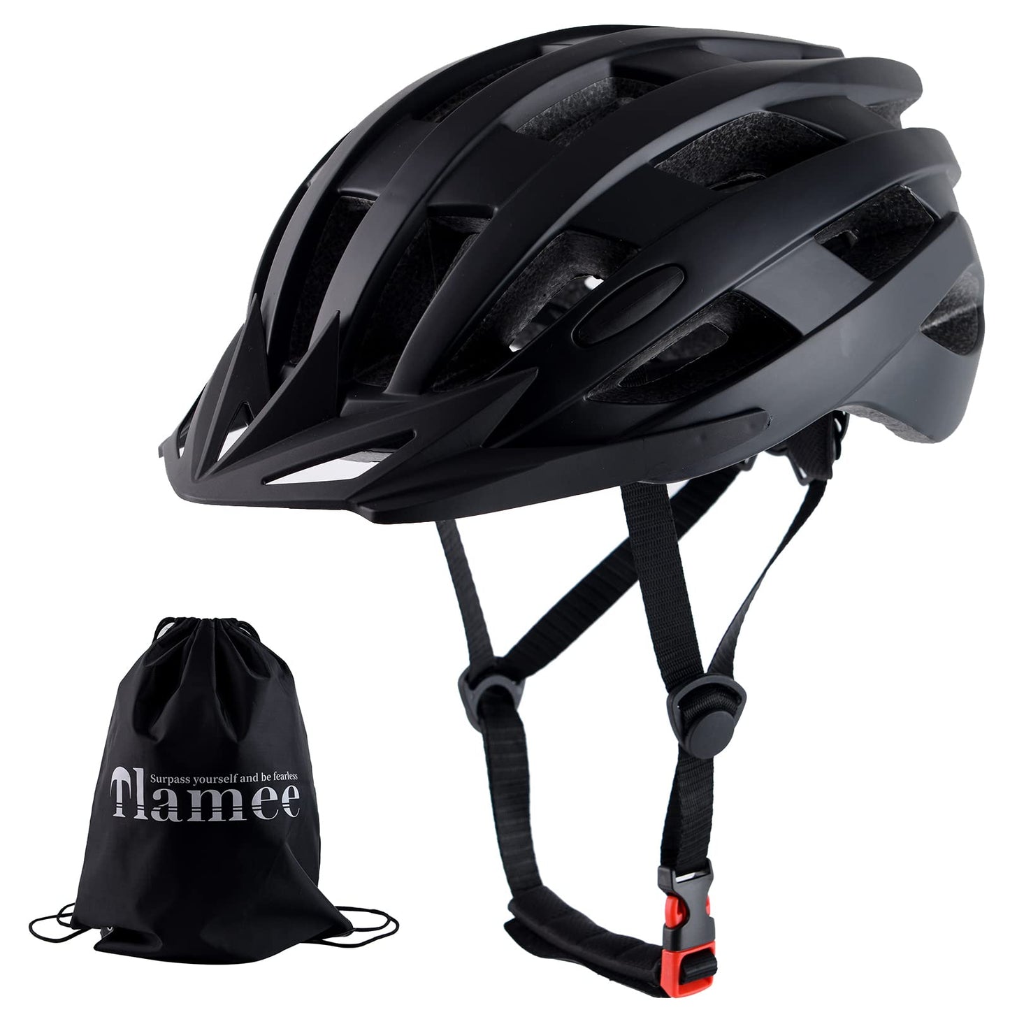 Adult Bike Helmets, Adjustable Mens Womens Bicycle Helmet, Lightweight Road Mountain Cycling Safety Sports Helmets with Detachable Visor Black