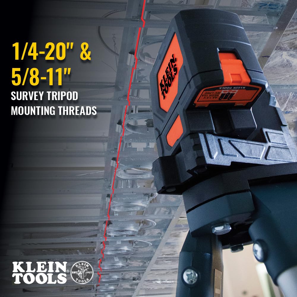 Klein Tools 93LCLS Self-Leveling Laser Level with Bright Red Cross Lines and Plumb Spot, Magnetic and Ceiling Clamp Mounting