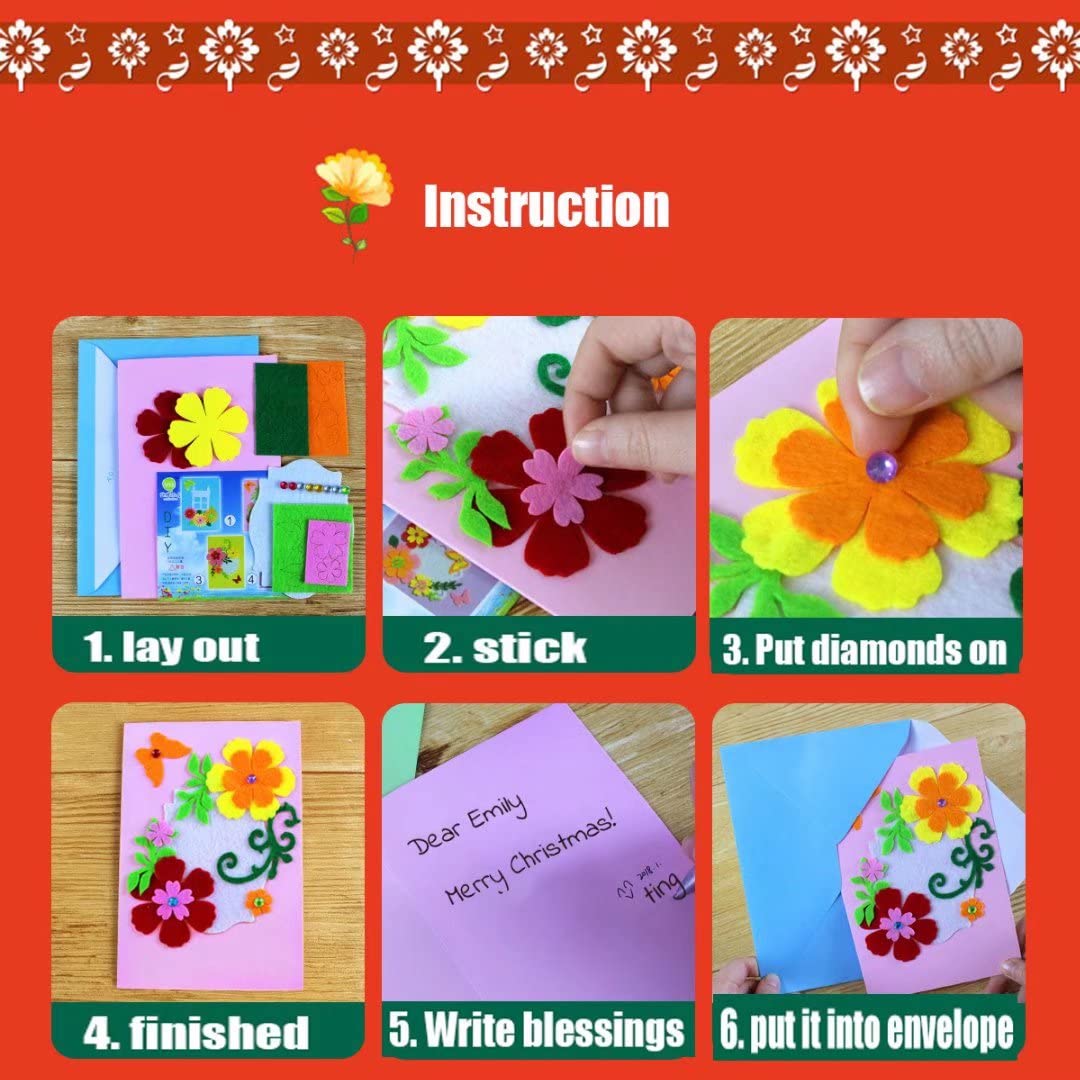 QIAONIUNIU Card Making Kits DIY Handmade Greeting Card Kits for Kids, Christmas Card Folded Cards and Matching Envelopes Thank You Card Art Crafts Crafty Set Gifts for Girls & Boys