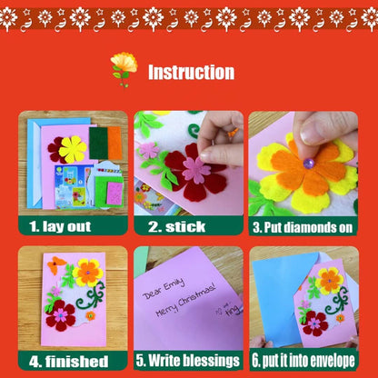 QIAONIUNIU Card Making Kits DIY Handmade Greeting Card Kits for Kids, Christmas Card Folded Cards and Matching Envelopes Thank You Card Art Crafts Crafty Set Gifts for Girls & Boys