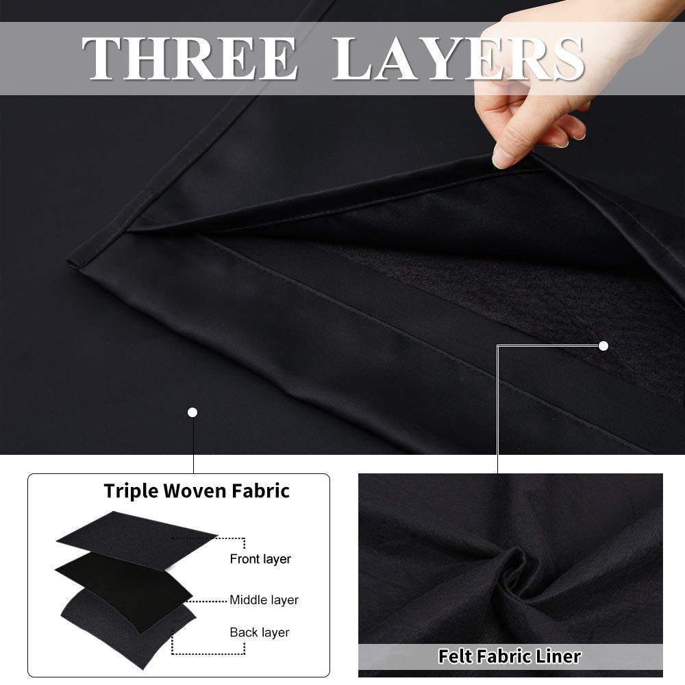 NICETOWN Sound Blocking and Heavy-Duty Space Divider Curtains for Living Room, Lined Insert Noise - Blackout - Thermal Insulation Curtains for Room Divider/Space Solutions (Black, 84 inches Long)