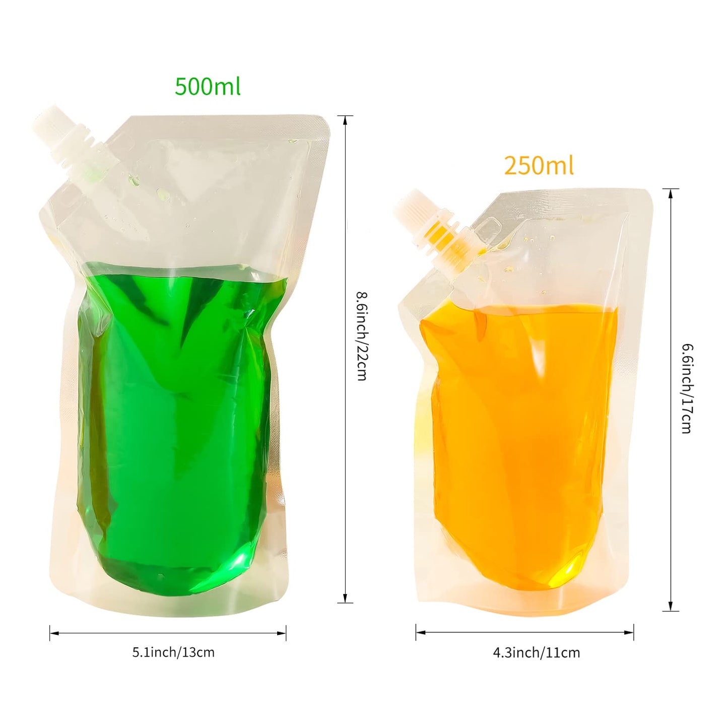 OHMAXHO Alcohol Pouches for Liquor,Reusable Drink Pouches for Adults Alcohol Drinking Flasks,Concealable Plastic Liquor Bags with Funnel,Plastic Travel Flasks (8OZ4 + 16OZ4)