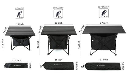 ROCK CLOUD Portable Camping Table Ultralight Aluminum Camp Table with Storage Bag Folding Beach Table for Camping Hiking Backpacking Outdoor Picnic, Size L