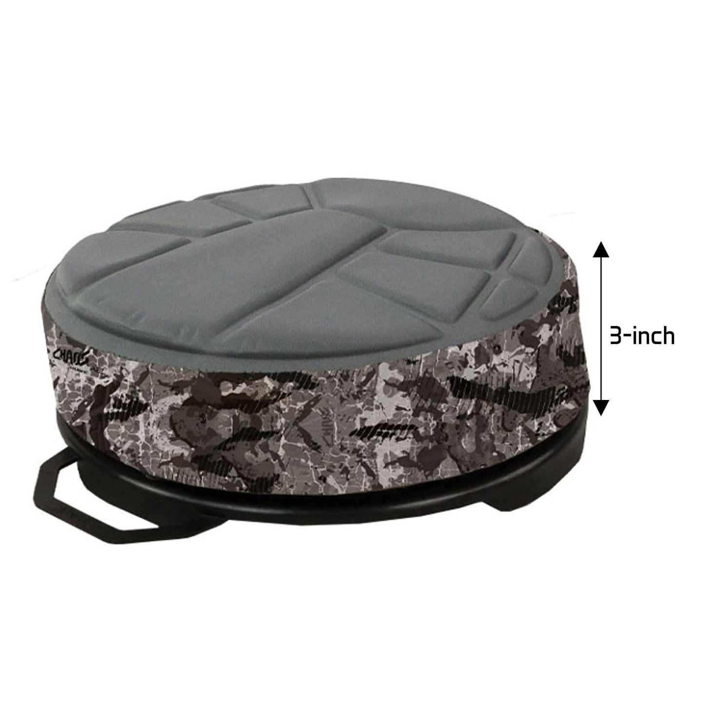 Hawk Memory Foam Bucket Top Seat - Silent Lightweight Comfortable Swiveling Portable Camo Chair for Camping, Hunting, Fishing | Easily Mounts to 2.5-7 Gallons Bucket