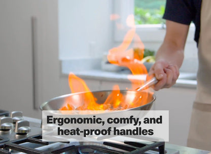 Misen 5-Ply Stainless Steel 10" Frying Pan - Professional Cookware for Induction, Gas and Electric - Dishwasher Safe, Oven Safe to 800°F - Durable, Versatile, Even Heating