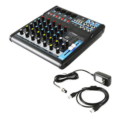 Pyle 6-Channel Professional Audio Mixer - USB - Bluetooth - 48V Phantom Power - Digital MP3 Input - FX 16-Bit DSP - Desk System Interface - PMXU63BT
