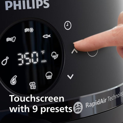 Philips Airfryer 2000 series 6.2L - 1700W Power, Cooking window, RapidAir technology, Digital touchscreen, 13 cooking options, Up to 90% less fat, Black (NA230/00)