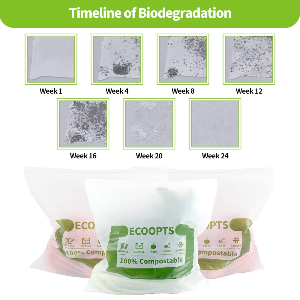 100% Compostable Large Sandwich Zip Bag | ECO-Friendly Food Storage Bags | Freezer Bag | Plant-Based BPA-free | Seal well for Fruit,Food and Snack (L-2Pack)