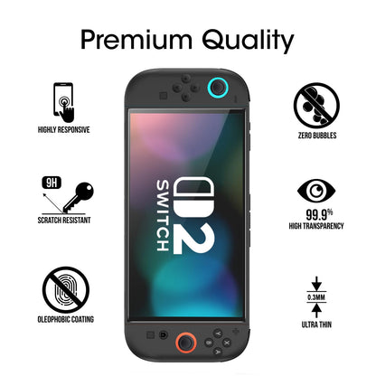 amFilm Auto-Alignment OneTouch for Nintendo Switch 2 Screen Protector [7.9''] 2025 Tempered Glass, Accessories, 30 seconds Installation, Bubble Free, Anti-Scratch, Touch Sensitive, Ultra-Clear [2Pack]