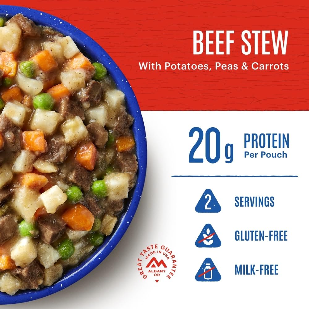 Mountain House Beef Stew | Freeze Dried Backpacking & Camping Food | 2 Servings | Gluten-Free