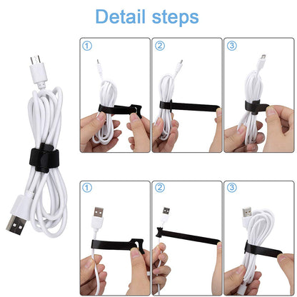 Nettbe 60 PCS 6 Inches Reusable Cable Ties, Adjustable Cord Straps Wire Organizer Cord Wrap and Hook Loop Cable Management