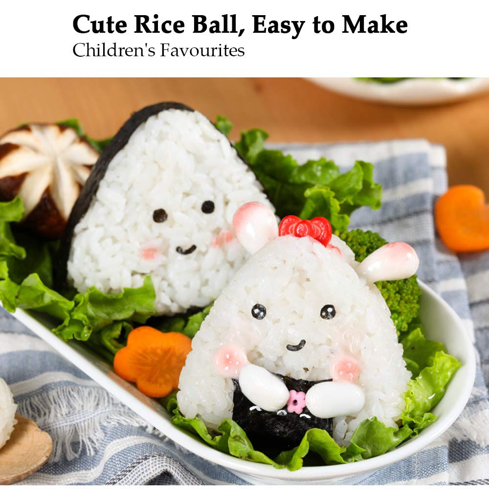 Onigiri 2 Pieces Rice Ball Mold Makers, Triangle Sushi Mold for Japanese Boxed Meal Children Bento by HAGBOU (Beige)