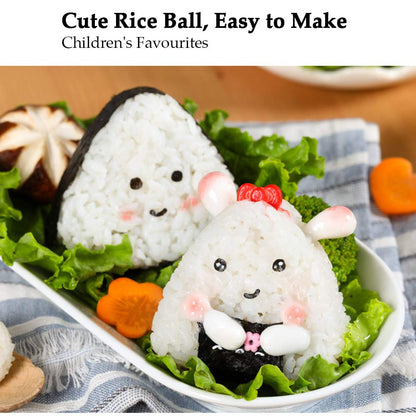 Onigiri 2 Pieces Rice Ball Mold Makers, Triangle Sushi Mold for Japanese Boxed Meal Children Bento by HAGBOU (Beige)
