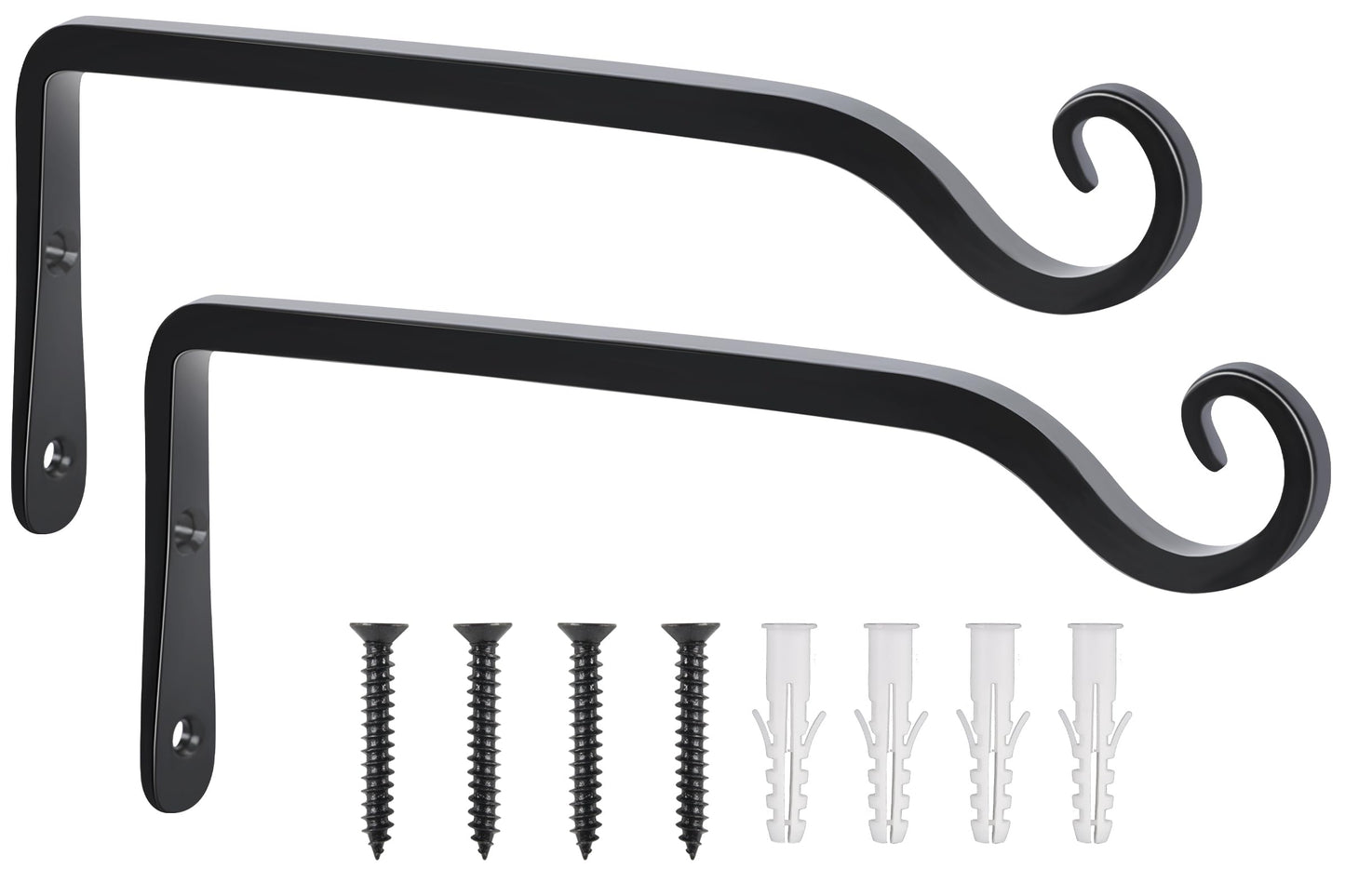 Gtongoko 2 Pack 10 Inch Metal Plant Hangers Wall Hooks for Hanging Plant Brackets, Outdoor Hooks for Hanging Bird Feeders, Flower Baskets, Lanterns, Wind Chinme, Solar Lamps