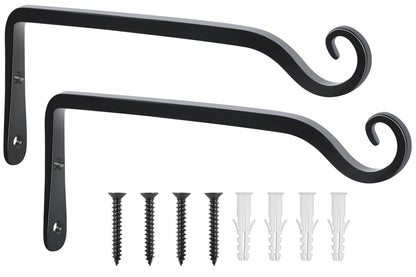 Gtongoko 2 Pack 10 Inch Metal Plant Hangers Wall Hooks for Hanging Plant Brackets, Outdoor Hooks for Hanging Bird Feeders, Flower Baskets, Lanterns, Wind Chinme, Solar Lamps