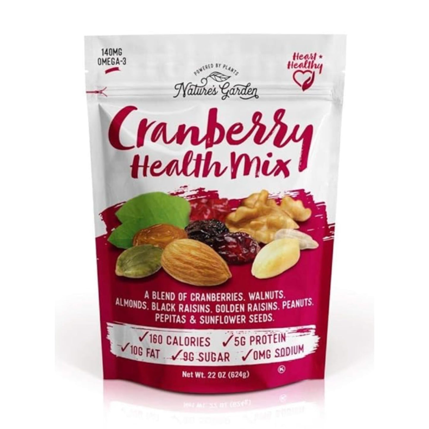 Nature's Garden Cranberry Health Mix – Power Up, Heart Healthy, Gluten Free, Antioxidant Rich, Cholesterol Free, Sodium Free, No Artificial Ingredients – 22 Oz Bag (Pack of 1)