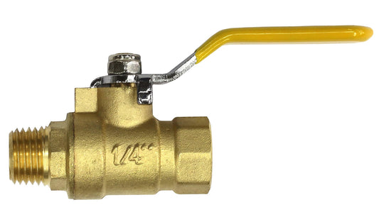 Lead-Free Forged Brass Air Compressor In-Line Ball Shut Off Valve, Quarter Turn, 1/4" Male NPT (MNPT) X 1/4" Female NPT (FNPT) Qty: 1