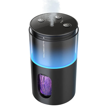 Pmsusoow Waterless Essential Oil Diffuser: Battery Mini Scent Diffusers for Home&Car with 8 Color LED Night Light — Cool Mist Aroma Machine Deep Black