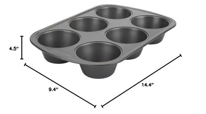 GoodCook Everyday Nonstick Steel Jumbo Texas Muffin Pan, 6-cup, Gray