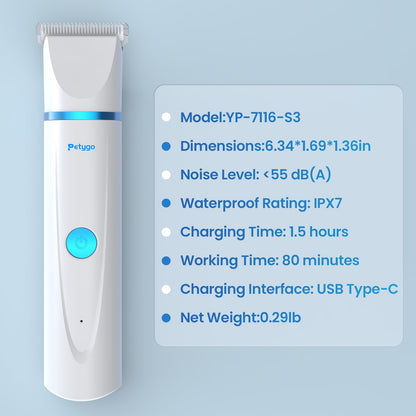 PETYGO 3-in-1 Dog & Cat Grooming Kit - Rechargeable Cordless Pet Hair Clippers with Nail Grinder & Paw Trimmer & 5 Guide Combs, Low Noise Dog Clippers for Grooming Small Medium Pets
