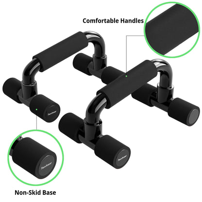 Readaeer Push Up Bars Gym Exercise Equipment Fitness 1 Pair Pushup Handles with Cushioned Foam Grip and Non-Slip Sturdy Structure Push Up Bars for Men & Women (Black)