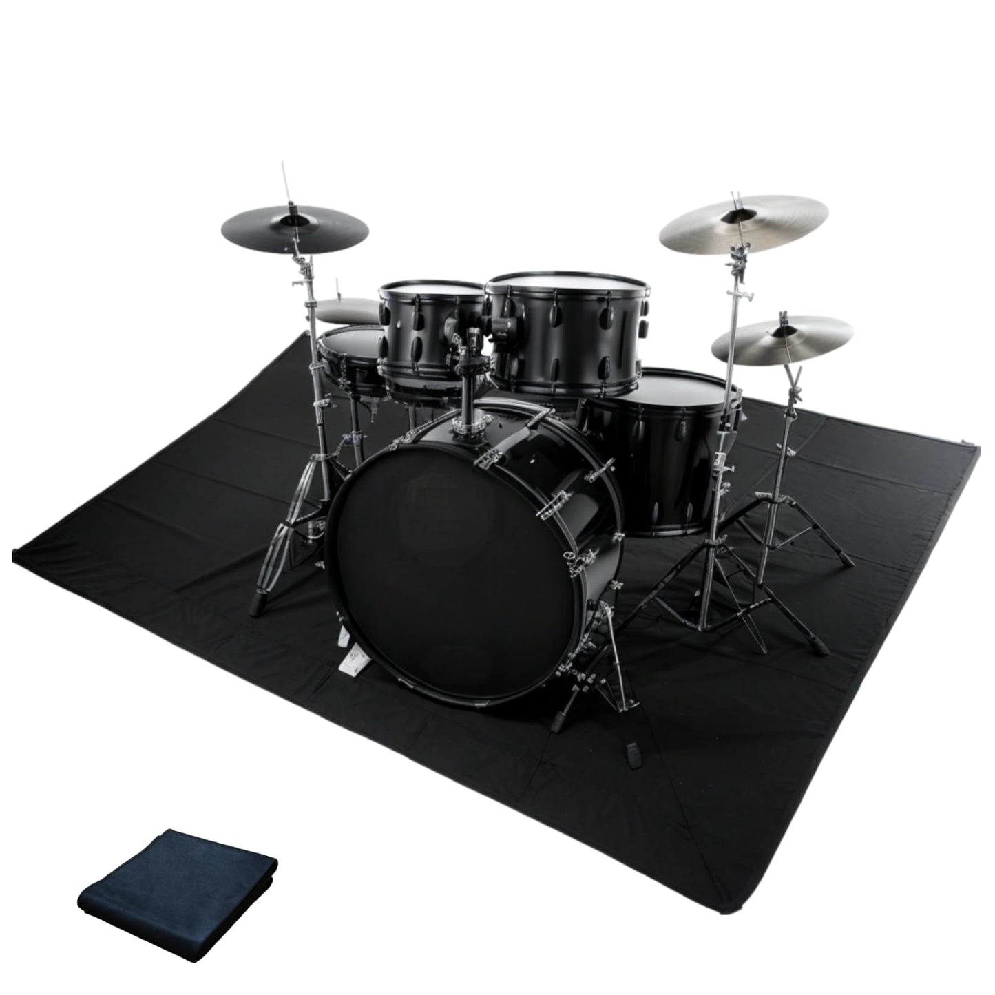 Qintan Drum Rug, Drum Mat with Non-Slip Grip Bottom(4x5.3Ft), Drum Carpet for Noise Reduction, Drum Pad for Jazz Drum & Electric Drum Set, Ideal Gift for Drummers, Drum Accessories, 47x63in, Black
