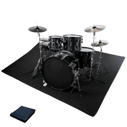 Qintan Drum Rug, Drum Mat with Non-Slip Grip Bottom(4x5.3Ft), Drum Carpet for Noise Reduction, Drum Pad for Jazz Drum & Electric Drum Set, Ideal Gift for Drummers, Drum Accessories, 47x63in, Black