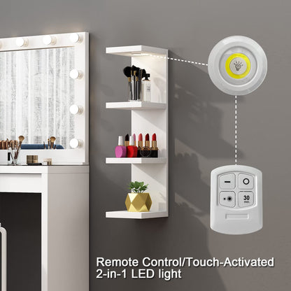 LitaEther Versatile 4 Tier Wall Shelf Unit,White Lack Wall Shelf,Display Floating Shelf with LED Remote Control Light
