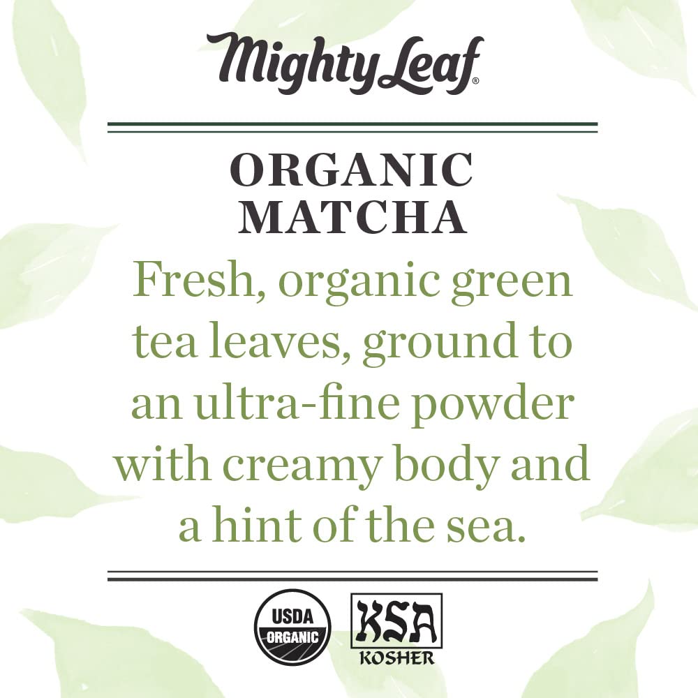 Mighty Leaf Organic Matcha Green Tea Powder, 100% Japanese Matcha, Unsweetened, 3 oz Bag