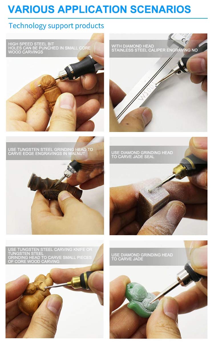 Rechargeable cordless Electric Micro Engraver Pen Mini DIY Engraving Tool Kit for Metal Glass Ceramic Plastic Wood Jewelry with 30 Bits and 16 Stencils and 1 Scriber Pen (Rose gold)