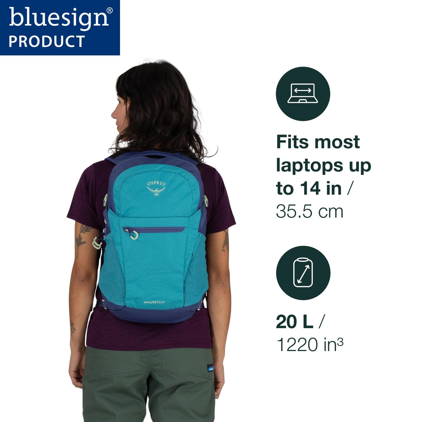 Osprey Daylite Plus Commuter Backpack - Lightweight, Everyday Pack with Laptop Sleeve and Water Bottle Pockets - Ideal for Work, School, and Travel with Versatile Storage, Cascade Blue/Latte Brown