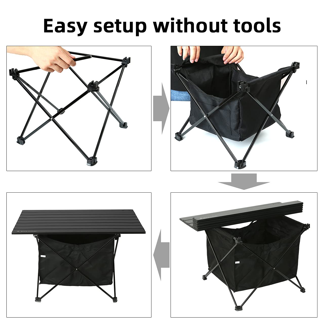 ROCK CLOUD Portable Camping Table Ultralight Aluminum Camp Table with Storage Bag Folding Beach Table for Camping Hiking Backpacking Outdoor Picnic, Size L