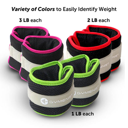 Gymenist Water Proof Ankle And Wrist Weights With Adjustable Strap Great For Swimming And All Water Sports Activities (1 - LB)