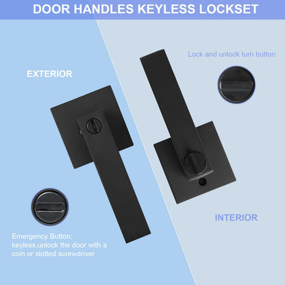 RAZCC Privacy Door Levers, 6 Pack Matte Black Door Handles, Bed and Bath Door Locksets Heavy Duty Keyless Interior Handles, Reversible for Left Right Handed Doors