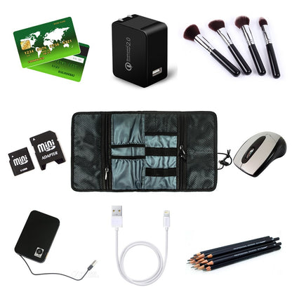 ProCase Electronic Organizer Cord Pouch, Travel Cable Charger Phone Accessories Bag Organizer Roll up Tech Carrying Case for USB Cables SD Memory Cards Earphone Flash Hard Drive -Green
