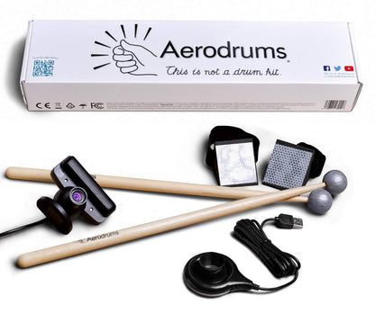 Aerodrums Portable Electronic Drum Set - Air Drumsticks & Pedals - Drumming Practice Sticks more Quiet than Pads - Full Midi Electric Drumkit that fits a Small Tabletop or Bag - Adult Drummer Gift